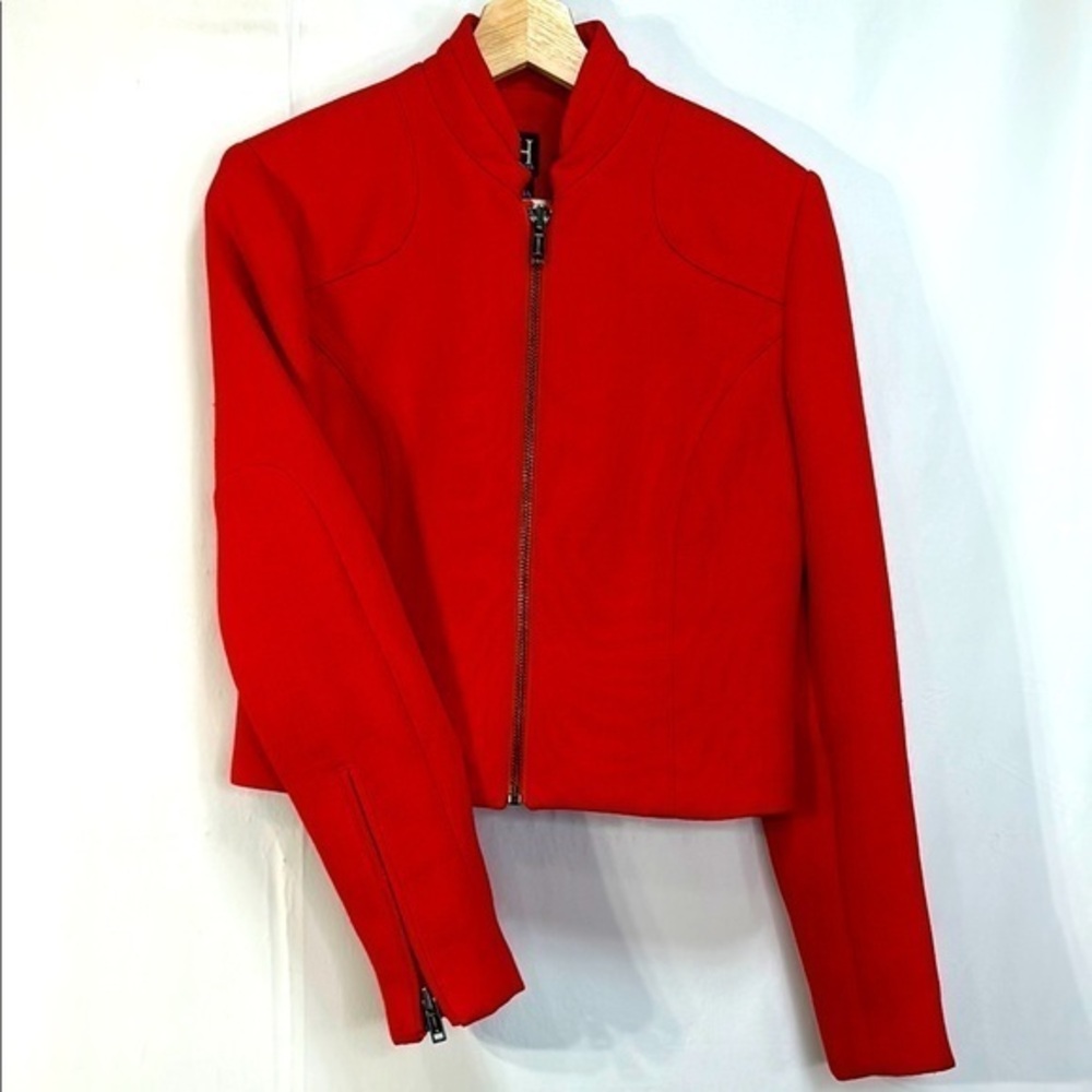 🐘 Hilfiger, red wool Moto style blazer jacket